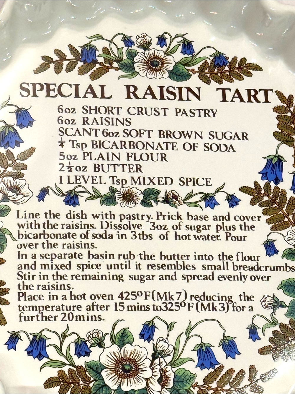Vintage Ulster Ceramics Northern Ireland Raisin Tart Recipe Baking Dish - 9”